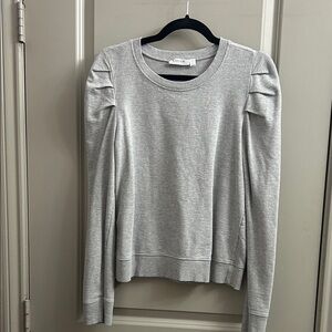 a new day Light Gray Puff Sleeve Sweatshirt